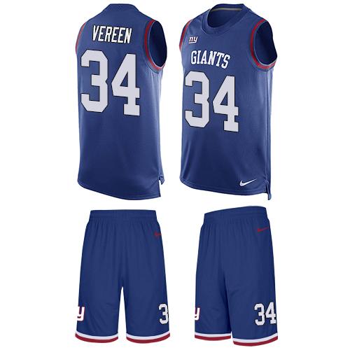 Nike Giants #34 Shane Vereen Royal Blue Team Color Men's Stitched NFL Limited Tank Top Suit Jersey - Click Image to Close